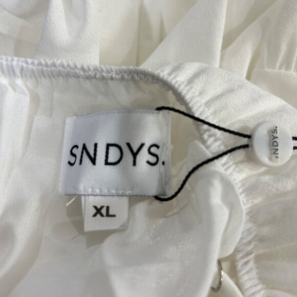 SNDYS Indigo Dress Womans‎ XL White Maxi Plunging Neckline Summer Flowy NEW - Picture 5 of 13